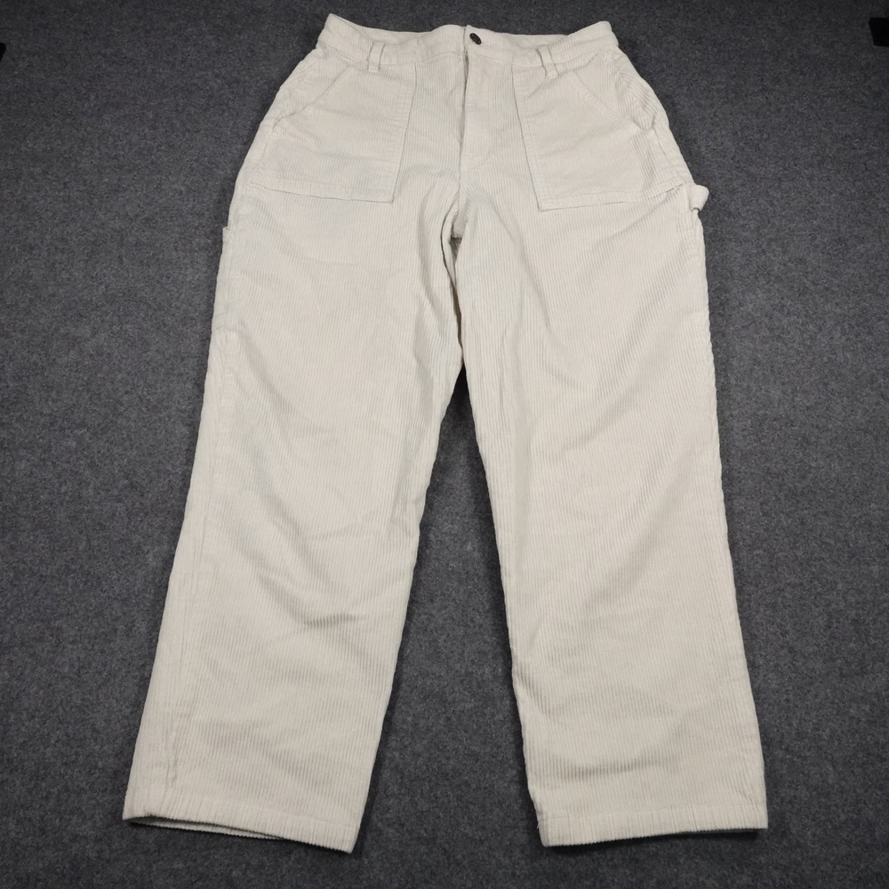 Hollister Ultra High-Rise Corduroy Carpenter Pants Cream Off-White 11R W30